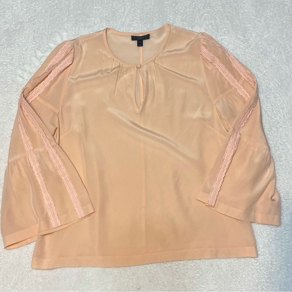 J. Crew 100% Silk Bell Lace Ruffle Sleeve Boho Lightweight Blouse Top Size 12 - Picture 14 of 14
